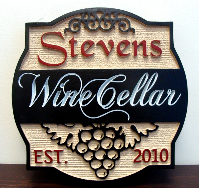 Custom Indoor Wood Plaques Carved Signs N23624 Stylized And Dramatic High Density Urethane Sign Has Both Raised Engraved Home Wine Cellar Plaque