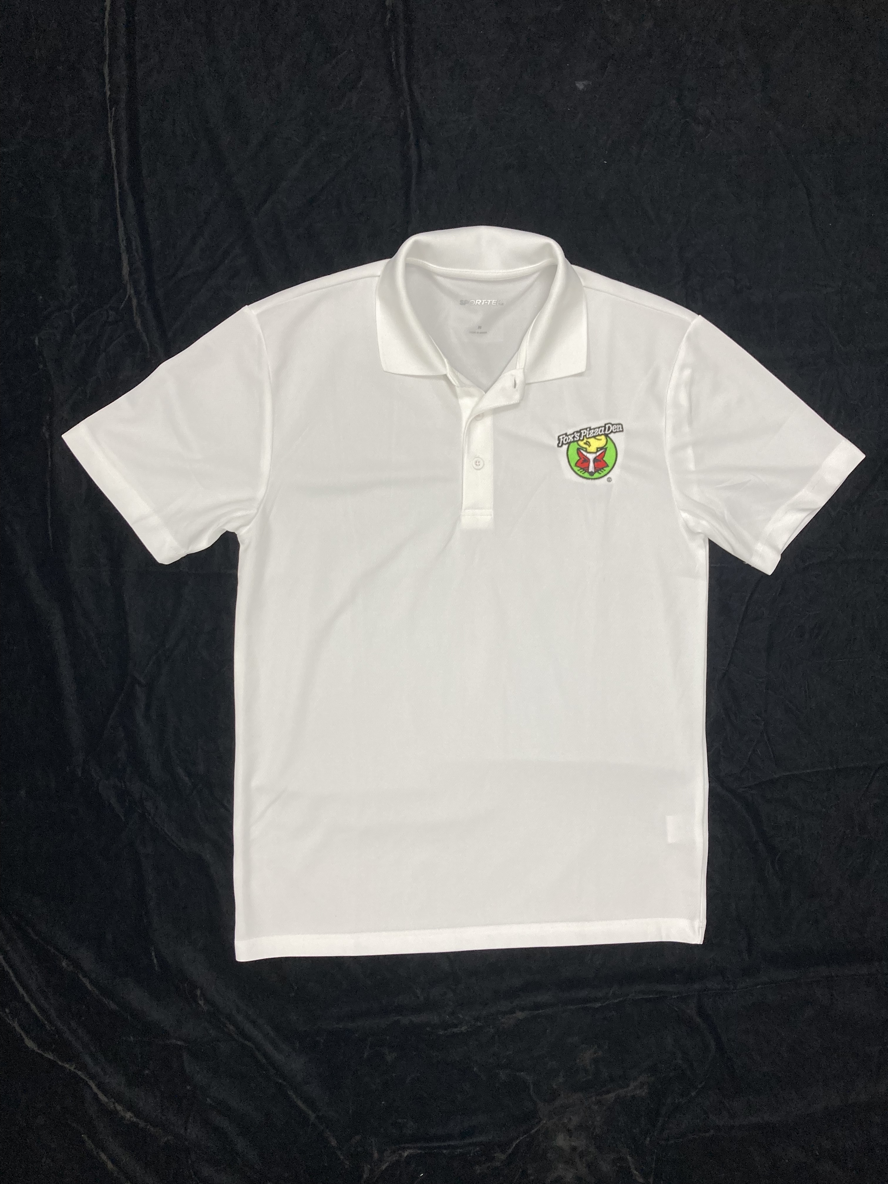 SALE Fox's Logo - Medium White Moisture-Wicking Polo (Sport-Tek)