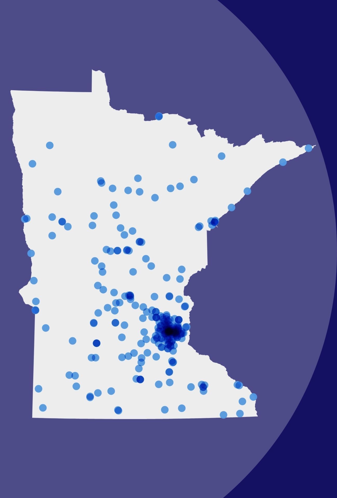 Map of Minnesota with clinic locations marked