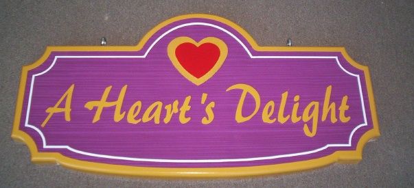SA28325 - Colorful  Sign with Raised and Engraved Heart for Retail Store.