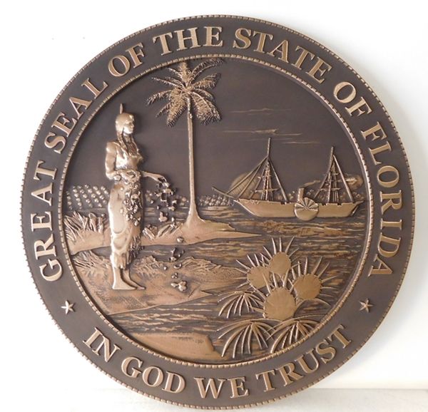 Painted, Wood and Metal 3-D State Seal Wall & Podium Plaques