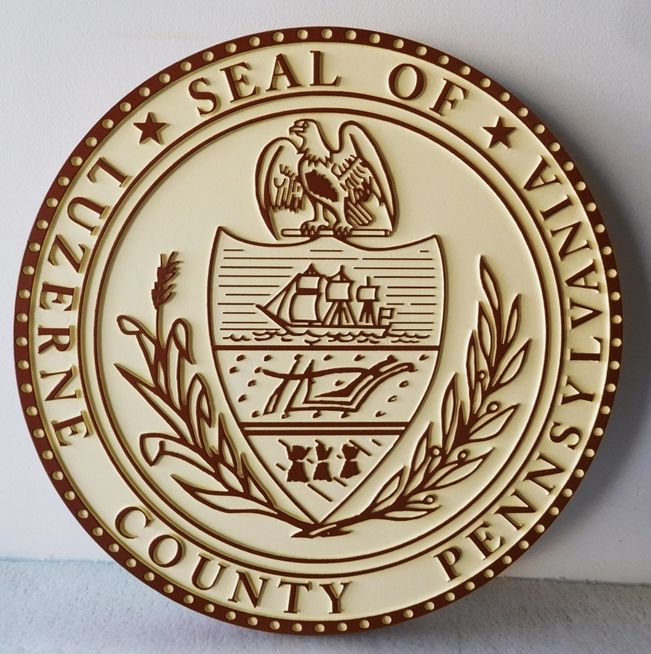 BP-1474 - Carved 2.5-D HDU Plaque of the The  Seal of the Commonwealth of Pennsylvania, Artist Painted