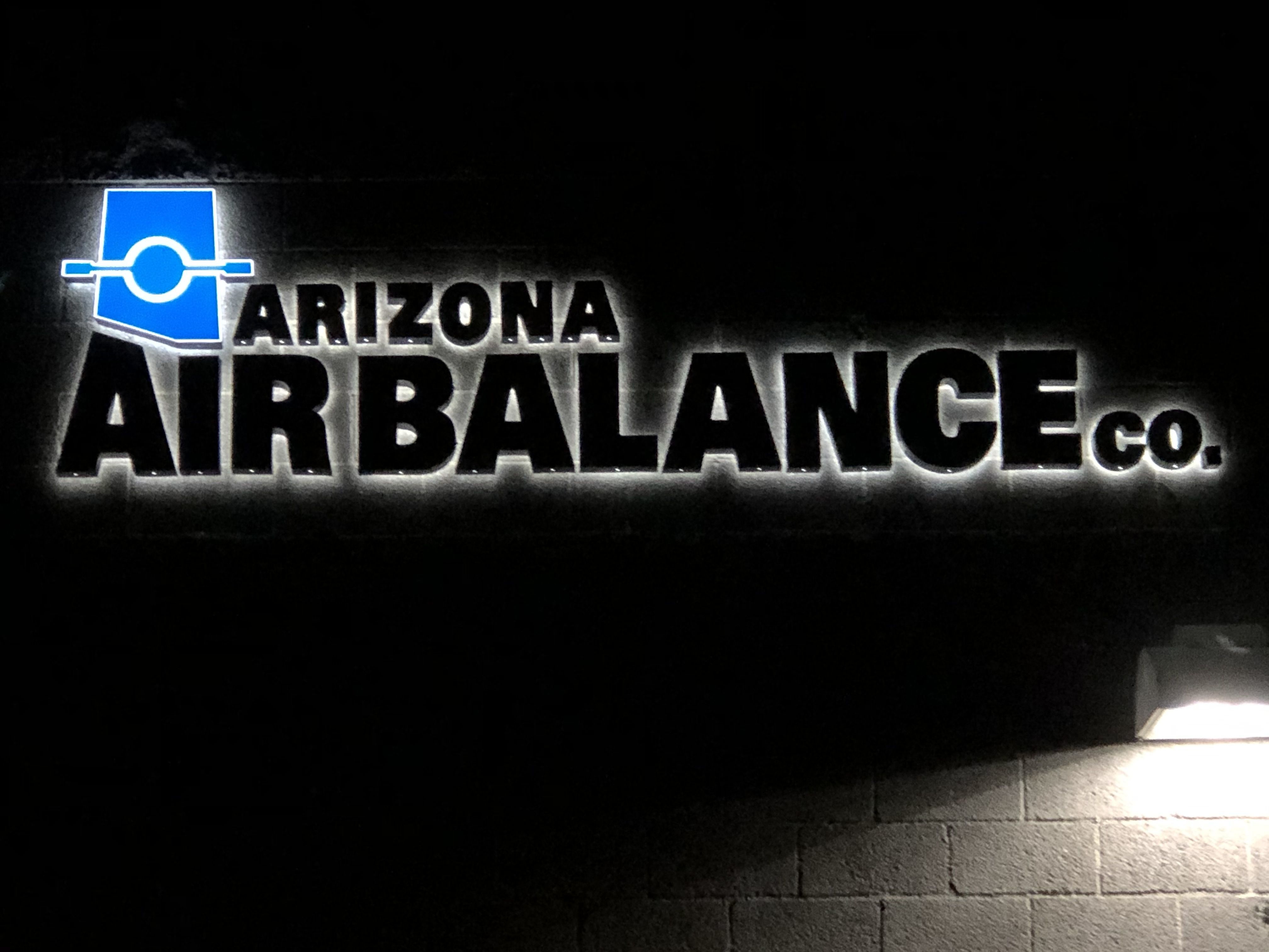 Arizona Air Balance Co. - Reverse Pan Channel Lettering with a face lit PCL Logo Box