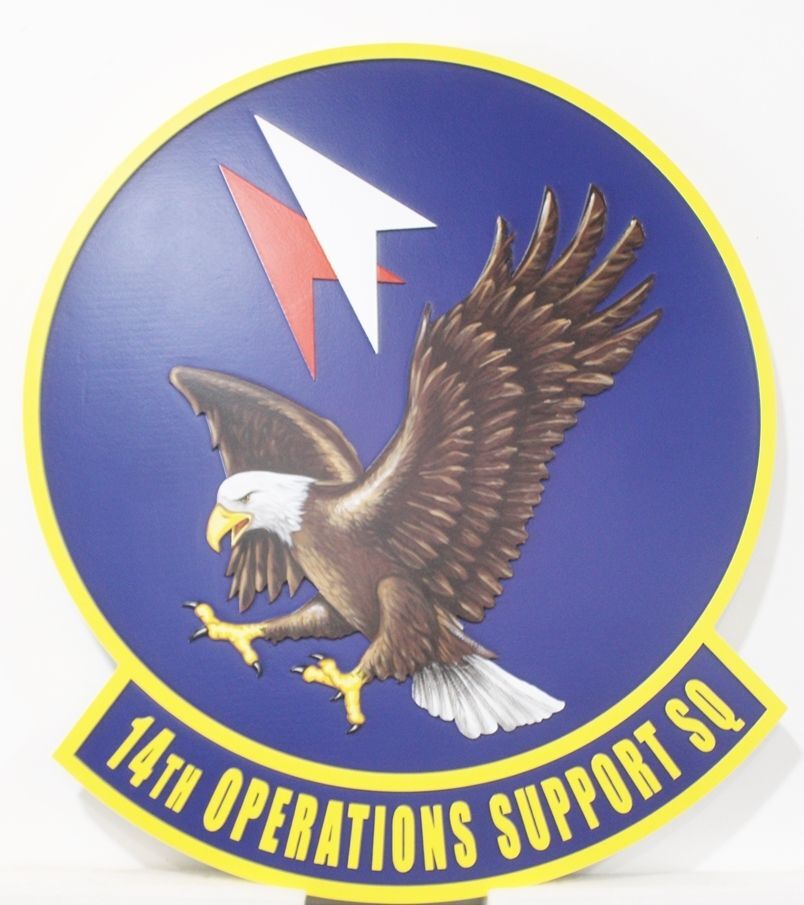 LP-4019A - Carved 2.5-D Multi-Level  Relief Artist-Painted HDU Plaque of the 11th Operations Support Squadron