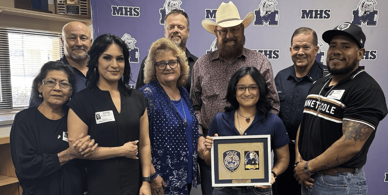 scholarship winner and family