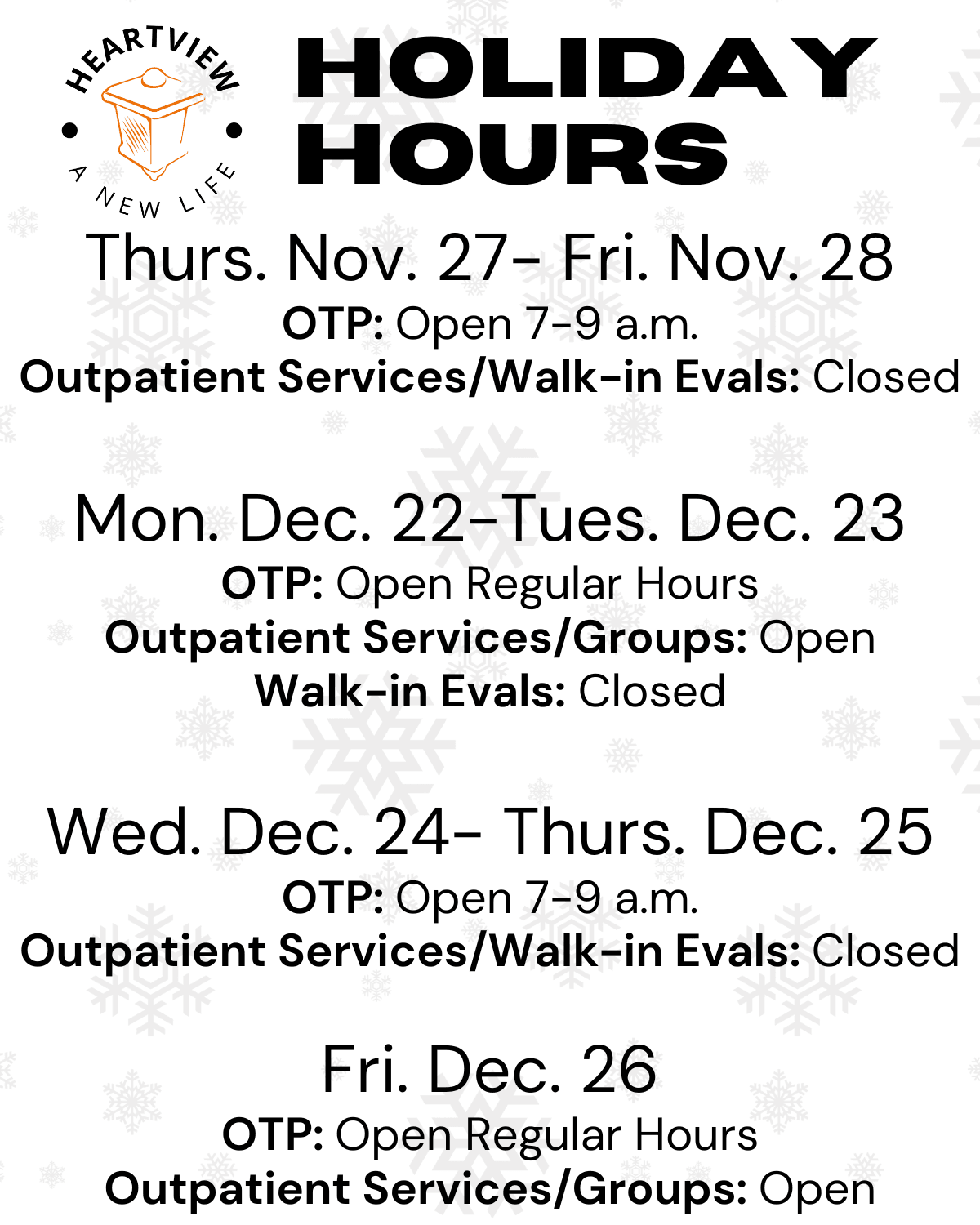Holiday Hours