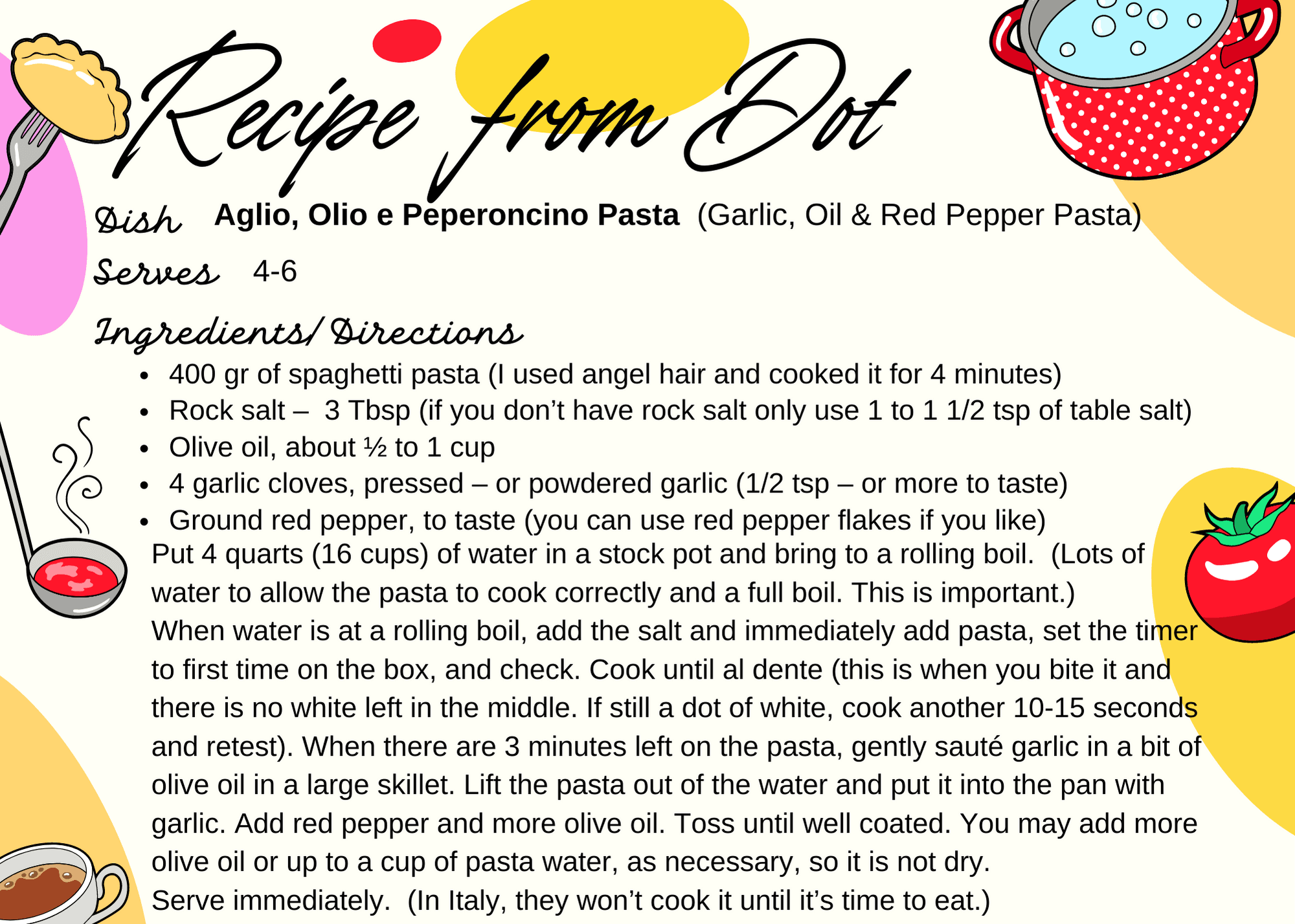 Dot's Pasta Recipe