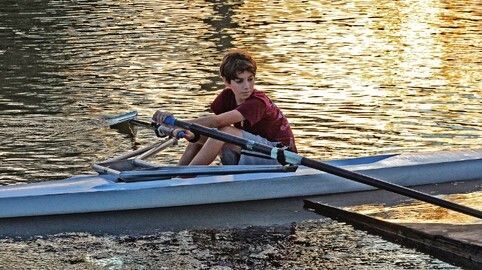 Boy in canoe