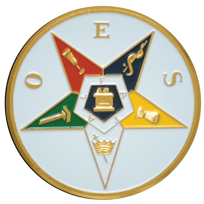 UP-2110 - Carved Wall Plaque of the Emblem of the Order of the Eastern Star, Gold Leaf Gilded