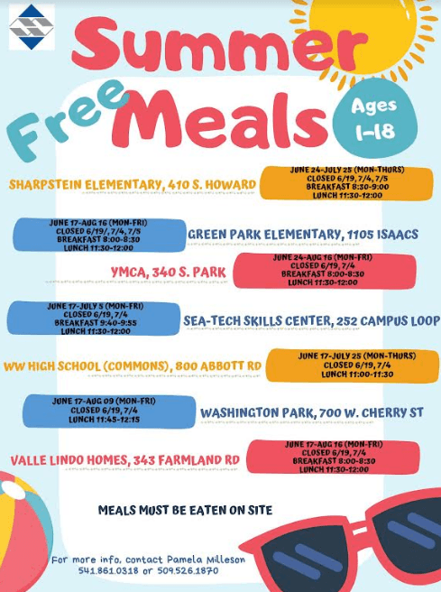 Free Summer Meals for Ages 1 - 18