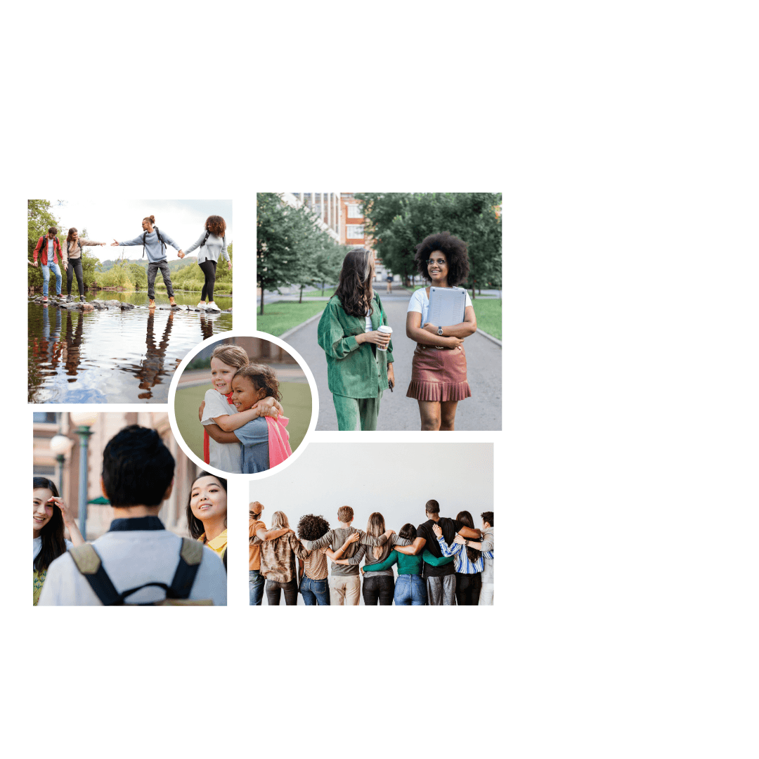 Different pictures of the youth/teens helping each other