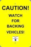 E-RASS 18 inch x 12 inch Reflective aluminum yellow safety sign CAUTION! Watch for backing vehicles!
