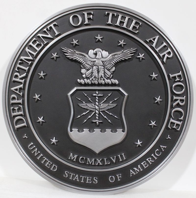 LP-1131 - Carved  3-D Multi-Level Metal-Plated Plaque of the Department of the Air Force