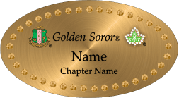 GOLDEN OVAL BLING NAME BADGE