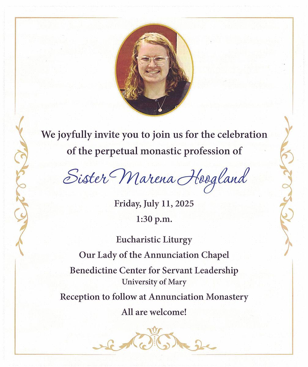 Sister Marena Hoogland Takes Final Step of Becoming a Benedictine Sister of Annunciation Monastery