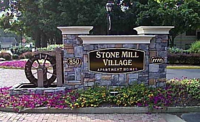 K20059 - EPS Monument Sign with Faux Stone Facing for Stone Mill Village Apartments