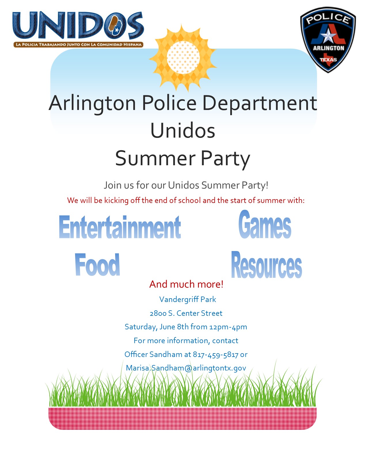 Arlington Police Dept UNIDOS Summer Party!