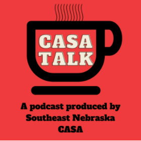 CASA Talk red logo with coffee cup icon
