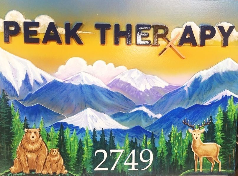 M2201A - Carved 2.5-D  HDU Sign "Peak Therapy".