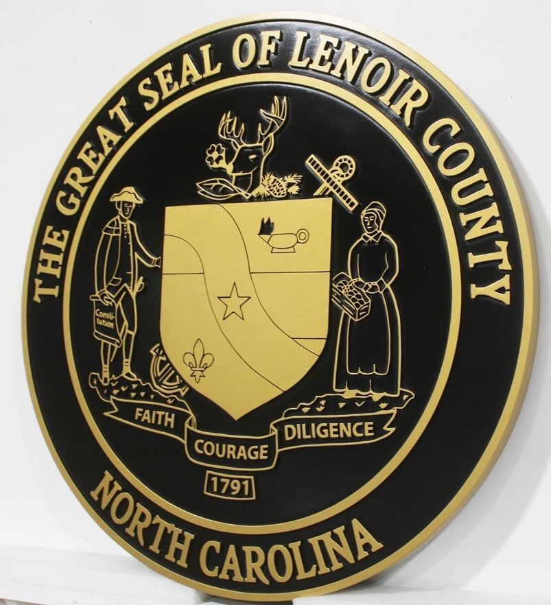 CP-1292 - Engraved Plaque of the Seal of Lenoir County,  North Carolina