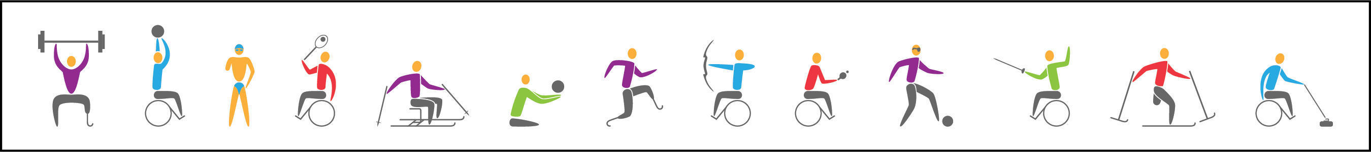 Graphic of stylized images of people with disabilities doing sports