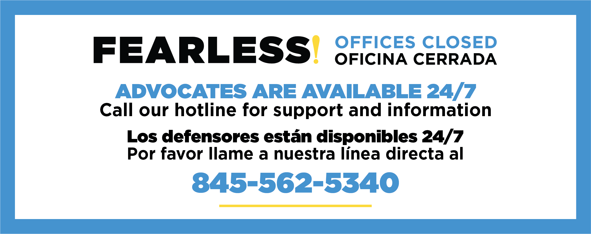 Office Closed - Advocates Available 24/7 through Hotline