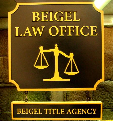 A10137 - Wooden Law Office Sign with Lower Hanging Sign