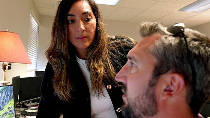 Tessa Domingus with her colleague at the Mental Health Association of Nebraska. 