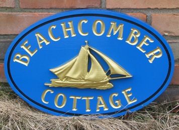 L21311 - 24K Gold-Leaf Gilded Sailboat for "Beachcomber Cottage"
