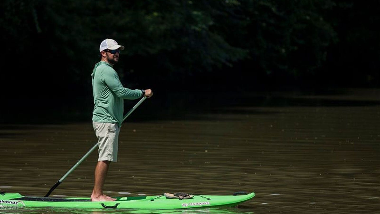 Man paddle boarding