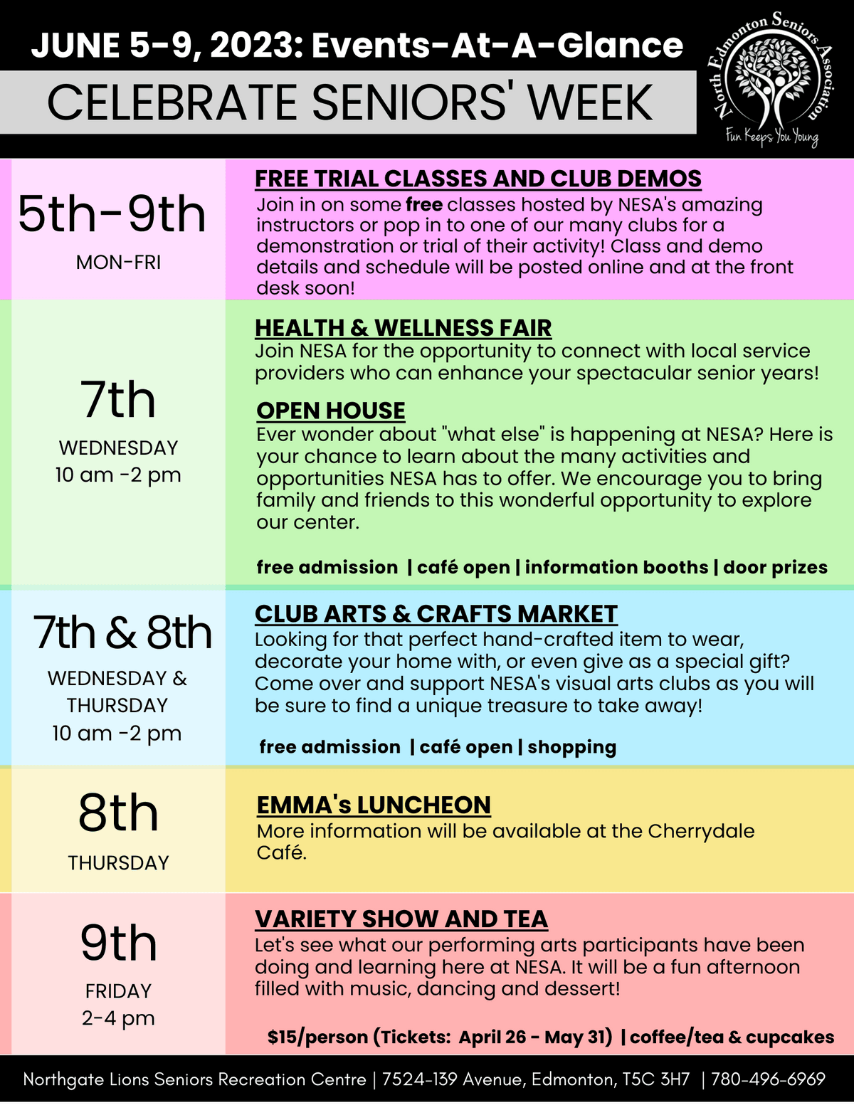 Event Calendar News & Events North Edmonton Seniors Association