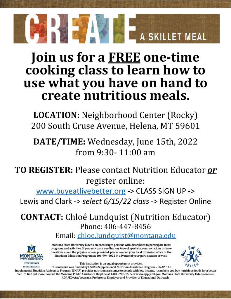 Free Cooking Class with MSU Extension