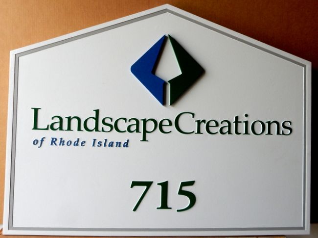 SA28780 - Carved HDU Sign (Wood Avail.) for "Landscape Creations of Rhode Island" Landscaping Company