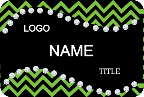 CHEVRON PRINT BLING NAME BADGE