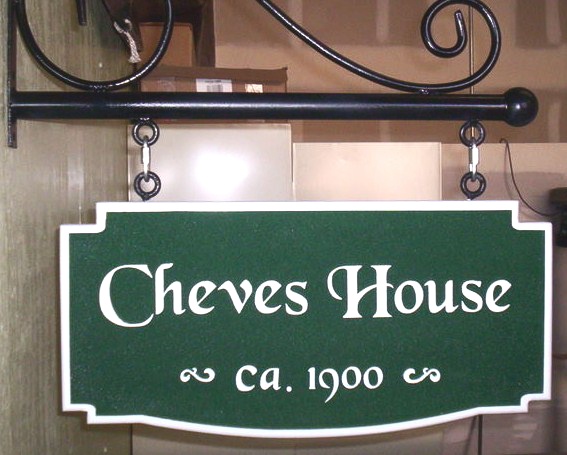 Custom Carved Wood House Signs From Art Signworks I18154 Carved 2 5 D Property Name And Elished Year Sign With Wrought Iron Hanger