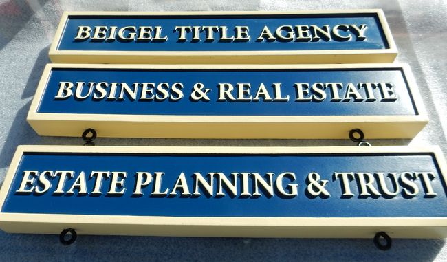 C12337 - Three professional Office Signs, Carved High-Density-Urethane (HDU) with raised text