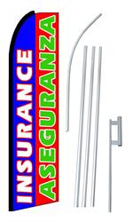 Bilingual Aseguranza Insurance Swooper/Feather Flag + Pole + Ground Spike
