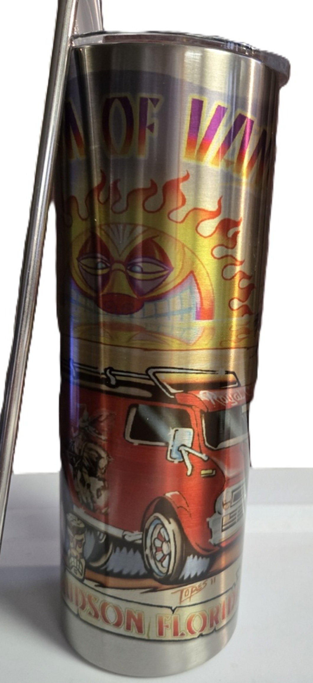 Gold Metal Tumbler w/straws