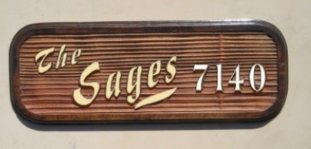 I18937 - Carved and Sandblasted Redwood Residence Name and Address Number Sign