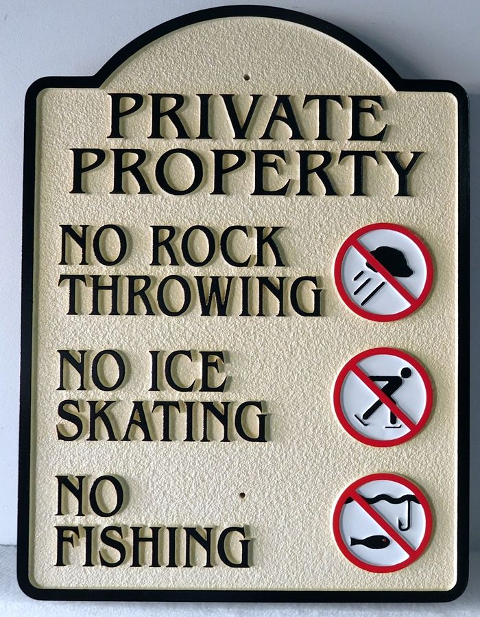 KA20761 - Carved "Private Property, No Fishing" Sign for HOA, Sandblasted in sandstone Texture