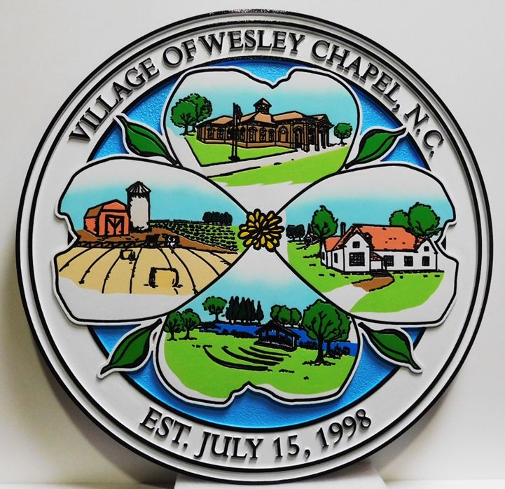 CB5255 - Seal of the the Village of Wesley Chapel, Raised and Engraved Relief