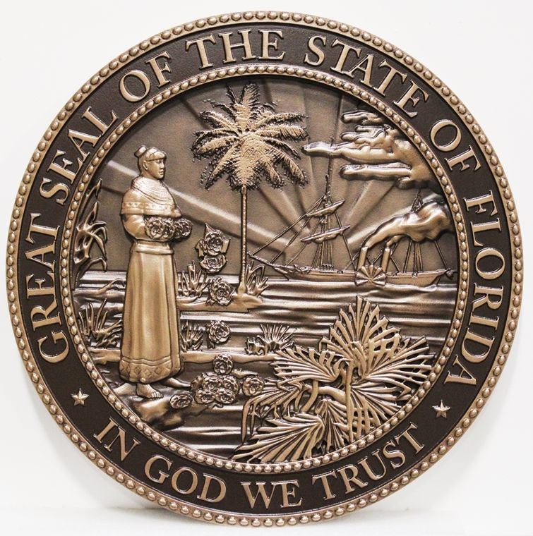 MA1007 - 3-D Bas-Relief Wall Plaque of the Great Seal of the State of Florida