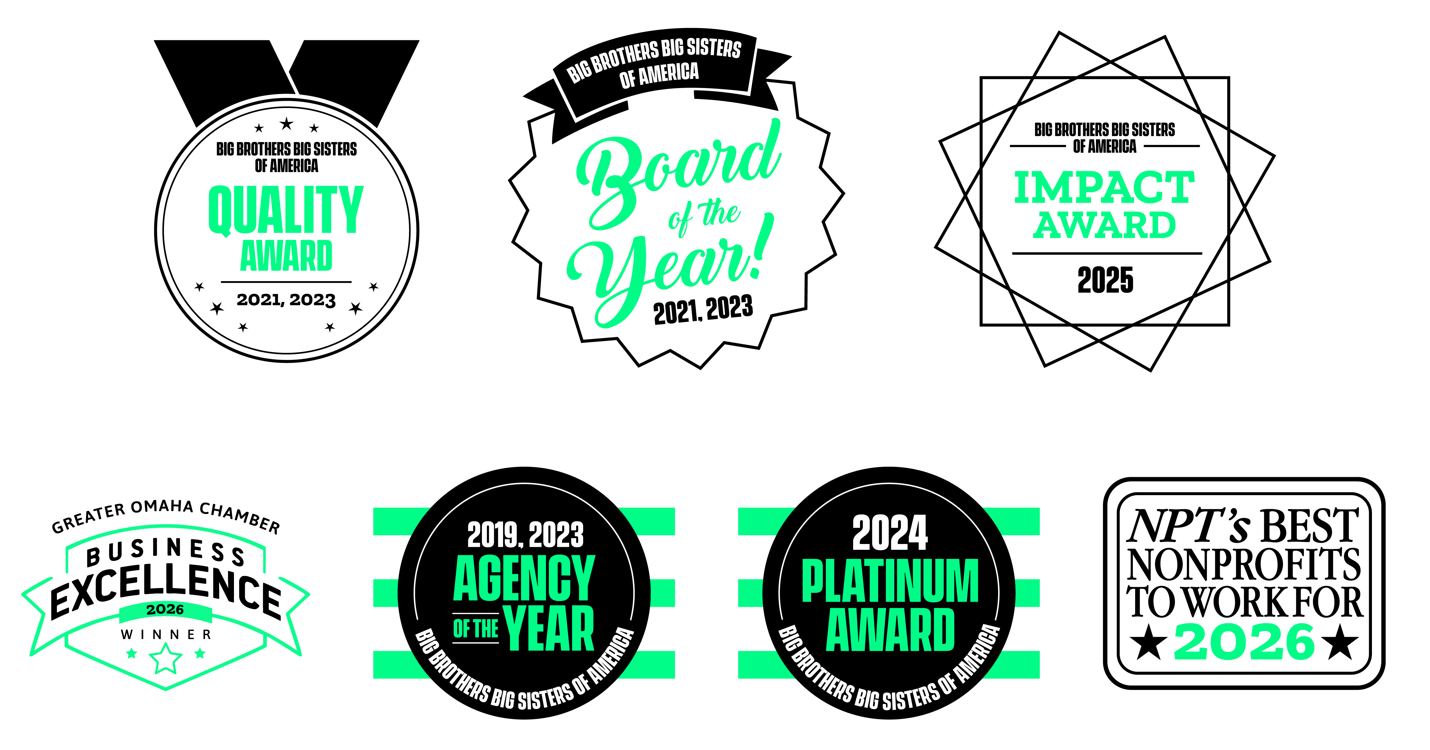 Awards and recognitions give to the Big Brothers Big Sisters of the midlands Agency