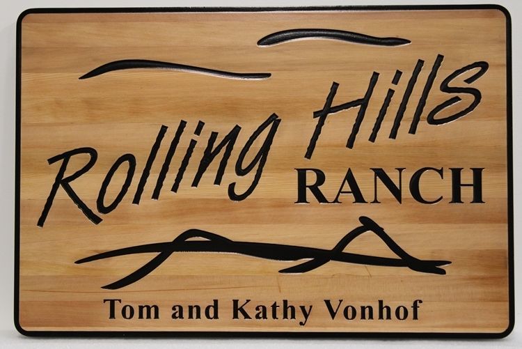 O24948 -  Engraved   Western Red Cedar Wood  Sign  for Rolling Hills Ranch