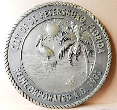 MD4130 - Seal of the City of St.Petersburg, Florida, Nickel-Silver 3-D