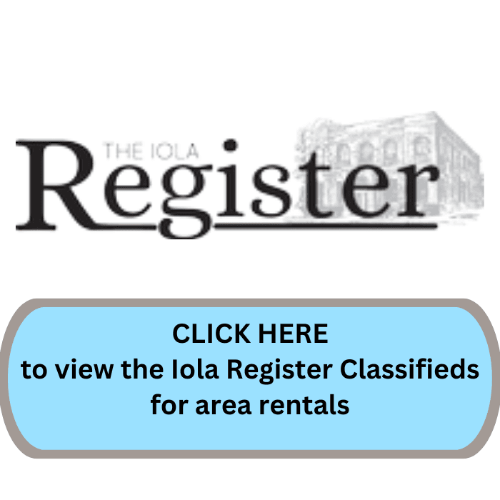 View the Iola Register Classifieds for advertised rentals by clicking HERE!