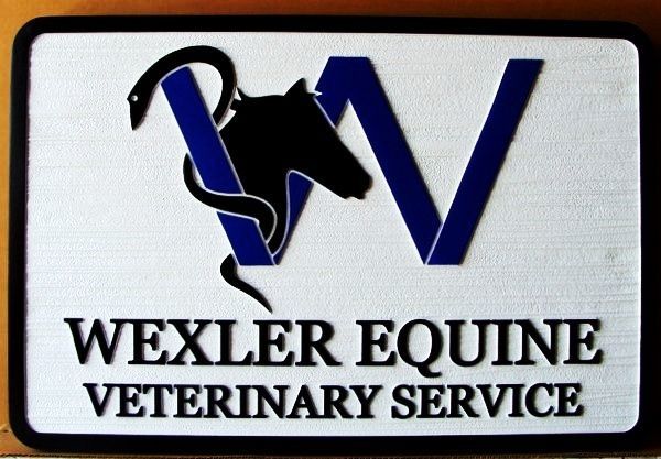 P25164 - Carved and Sandblasted Equine Veterinary Sign with Horsehead Logo
