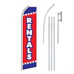 Rentals Red/Blue Swooper/Feather Flag + Pole + Ground Spike