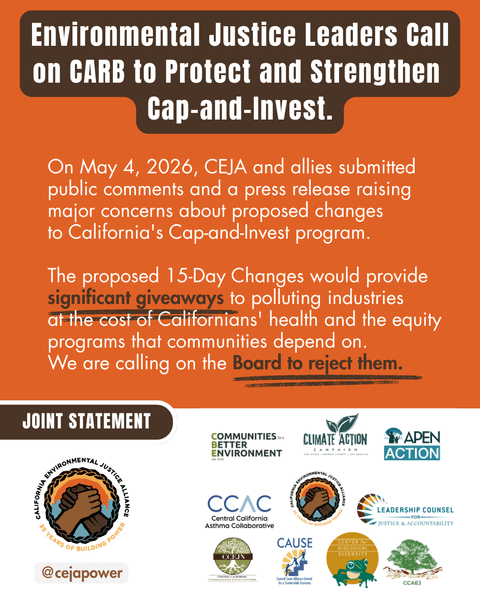 Environmental Justice Comments on the Proposed 15-Day Changes to the California Cap on Greenhouse Gas Emissions and Market-Based Compliance Mechanisms Regulation