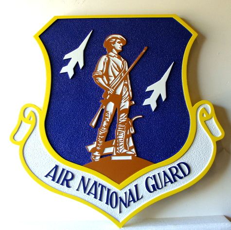 LP-1760 - Carved Shield Plaque of the Crest of the Air National Guard.  Artist Painted